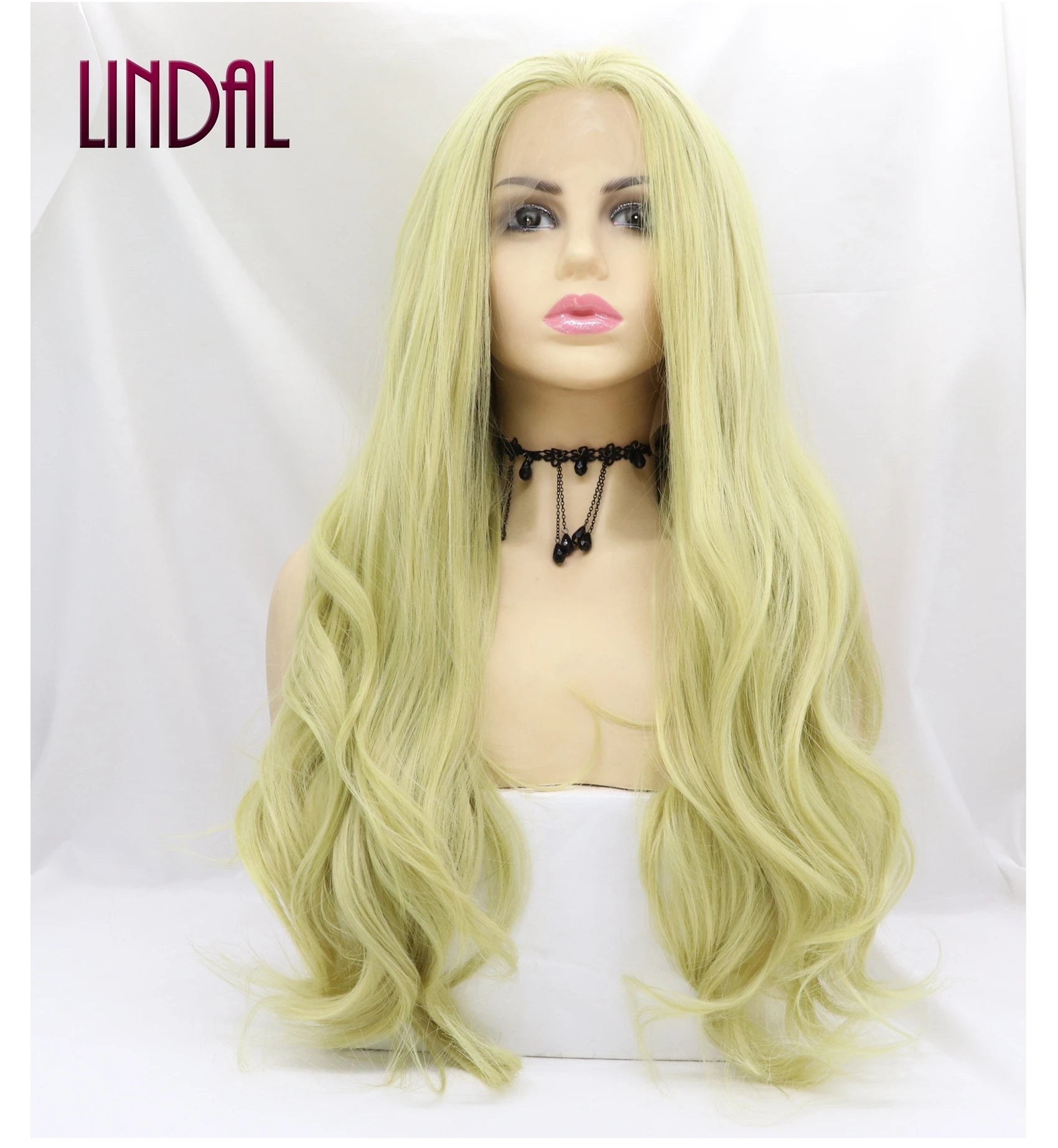 LINDAL Green Cosplay Lace Front Wig Long Wavy Synthetic Wigs Heat Resistant Free Part 26 Inch Lace Front Synthetic Wig