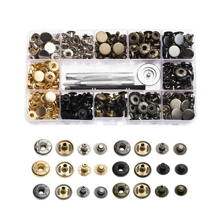 Guanfeng #633 12mm Jacket Coat Four Parts Rose Gold Metal Round Snap on Button Snap Fastener Kit Brass Manual Snap Button
