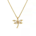 Women Bijoux Pour Femme Gold Plated Dragonfly Pendant Diamond Fashion Jewelry Necklaces