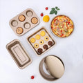 5Pcs Non Stick Carbon Steel Black Gold Cake Mold Baking Pan Bakeware Set