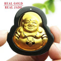 Black Goddess 4D Inlaid With Buddha Pendant Hetian Jade Gold Men And Women