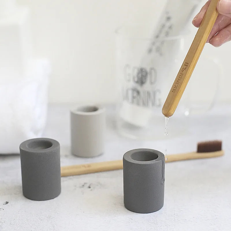 Eco Friendly Modern Daily Use Bathroom Quick Dry Water Absorbent Diatomite Standing Toothbrush Holder Organizer GREY/KHAKI/BEIGE