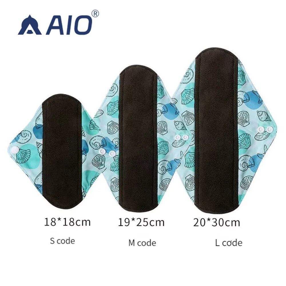 Eco Friendly Reusable High Absorbent Bamboo Charcoal Mama Sanitary Napkins Washable Menstrual Cloth Pads