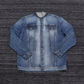 Custom Men Vintage Raw Edge Selvedge Jacket Coat Washed Formal Loose Fit Collarless Men Denim Jacket with Pocket Design