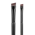 Private Label Ultra-Fine Thin Flat Angled Eyeliner Brow Aluminum Eyebrow Fan Brush White Wood Handle Used for Foundation