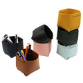 Ready to Ship Pen Holder Foldable Leather Tray Baskets Storage Pencil Case for Office