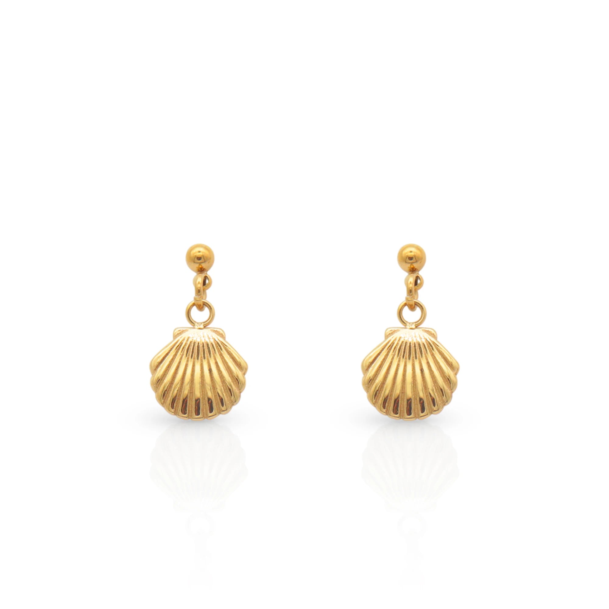Chris April Holiday Style 316L Stainless Steel Pvd Gold Plated Water-proof Shell Shape Drop Earrings