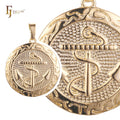 FJ Fallon Fashion Jewelry Circle Anchor Mariner Sign Pendant Plated in 14K Gold Brass Based
