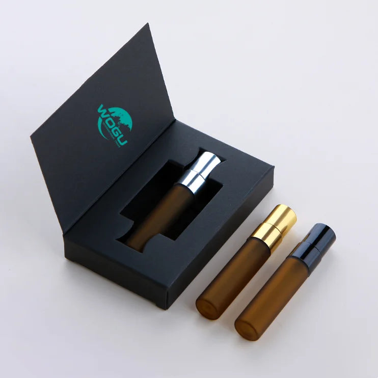 Free Sample Fine Mist Perfume Atomizer 5ml Small Refill Brown Glass Spray Perfume Bottles With Aluminum Golden Silver Black Cap