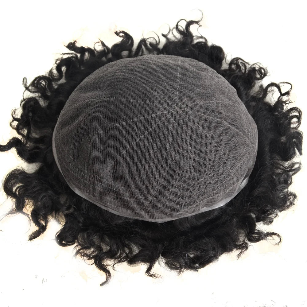 Hot Sell Top 15mm Wave Wet Jerry Curl Natural Human Hair Kinky Curly Wig for Black Men Man Weave Units