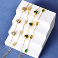 18K Gold Plated Titanium Steel Double Layer Link Chain Emerald White Zircon Inlay Solid Love Bracelets Fashion Charm Bracelets