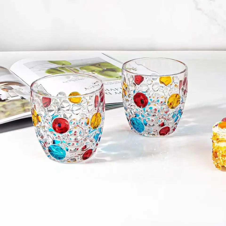 Italian Design Crystal Glass Water Cup Household Drinking Whiskey Tumbler Hand-painted Colorful Beer Mug