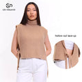 OEM/ODM Casual Winter Sleeveless Vest for Women Knitted Pullover Turtleneck Neck Warmer Front Designer Sweater Knitwear
