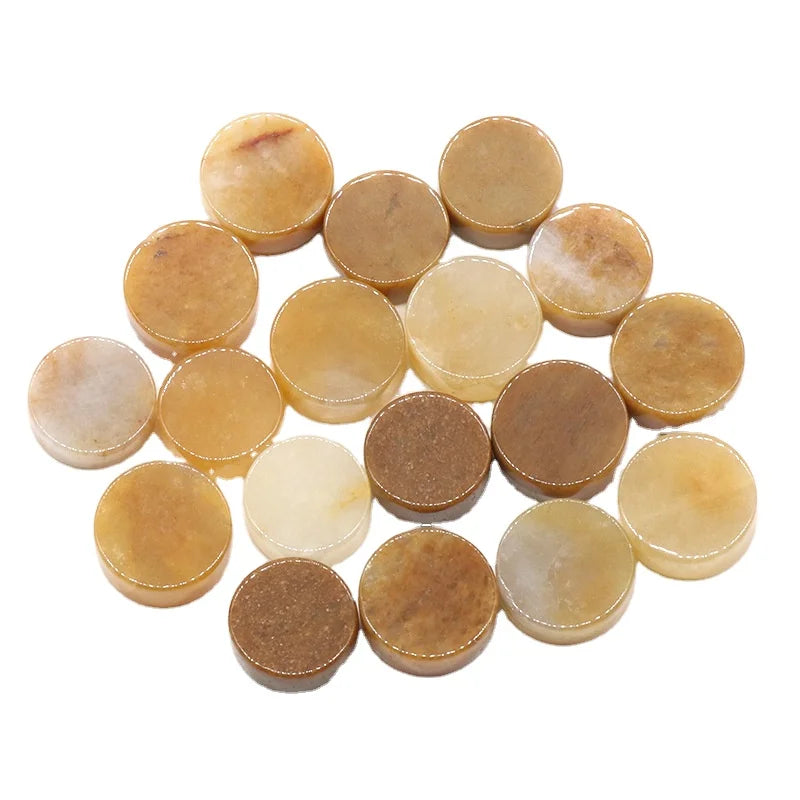 HZ Wholesale Natural Yellow Jade Slice Disc Healing Crystal Stone Round Shape Button for Healing or Decoration
