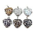 Wholesale Multi Colors Gemstone Cabochon Heart Charms Silver Bezel High Quality Natural Crystal Puffy Heart Pendant Jewelry DIY
