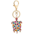 Fashion Colorful Diamond Turtle Charm Purse Key Ring Sparkling Rhinestone Crystal Animal Turtle Keychain
