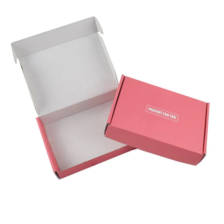 Pink Recyclable Corrugated Board Custom Logo Embossing Matt Lamination Packaging Boxes for Cosmetic Gift Shoes Folding Mailers