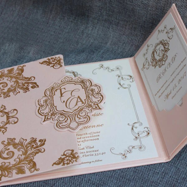 Elegant Folio Hard Cover Wedding Invitations Card Bridal Shower Invitations