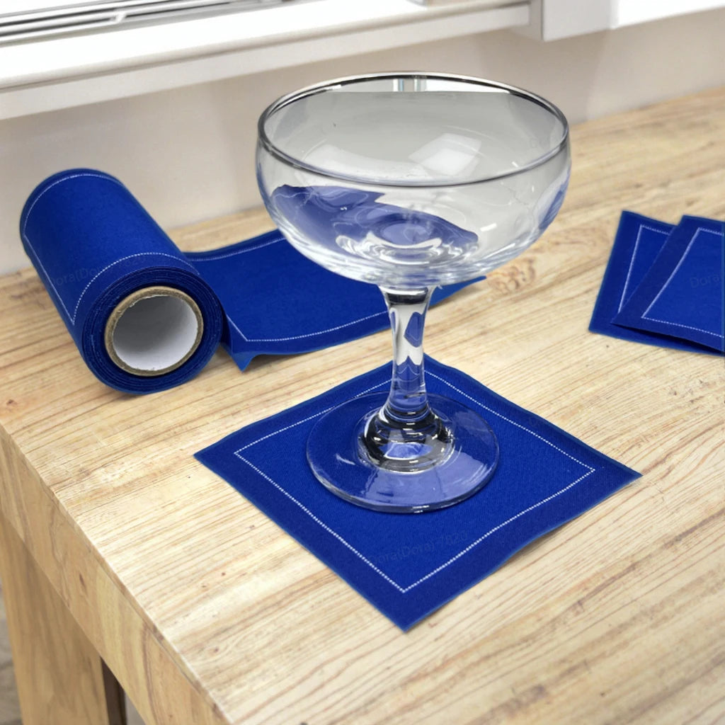 Everyday Blue Shining Airline Coaster Cloth Napkins Disposable Square Printed 100% Cotton Customizable Woven Tear-off Roll
