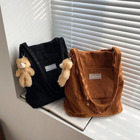 New Bolsas Feminina Women Handbag Portable Shoulder Bags Reusable Corduroy Bag Tote Shopping Bag