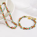 Bohemia Popular Colorful Enamel Bracelet Adjustable 18K Gold Plated Stainless Steel Link Chain Bracelet Jewelry