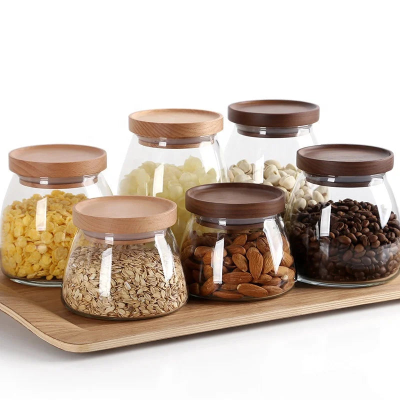 Hot Selling 15 oz Food Grade Kitchen Spice Storage Glass Container 450 ml Empty Glass Seasoner Jar With Bamboo Lid