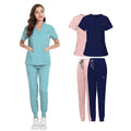 Wholesale Men Women V-neck Elastic Nurse Uniform  Hospital Oem logo Nurse Doctor Uniform Scrub Suits Tops Pants Scrubs Sets