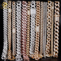 Cuban Link Chain Button Design Moissanite Cuban Bracelet Necklace Custom Hip Hop Diamond Cuban Links 15MM 18MM 19MM 20MM