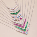 New Arrival 925 Sterling Silver Cubic Zircon White V Shape Pendant Necklace