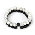 2Pcs/Set Couples Distance Bracelet Classic White and Black Natural Stone Beaded Bracelet
