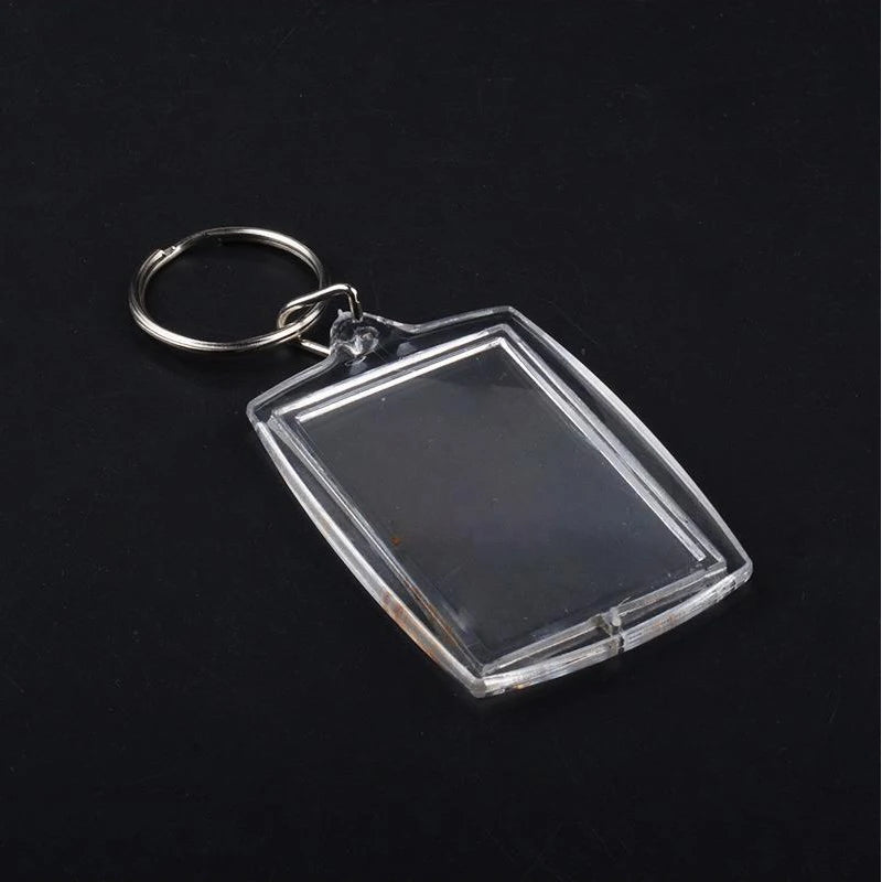 Custom Printed Logo Clear Acrylic Photo Frame Insert Keychain Wholesale Transparent Plastic Acryl Advertising Pendant Keyring