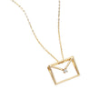 Trendy Design love Envelope Pendant Necklace S925 Sterling Silver Zircon Gold Color Chain