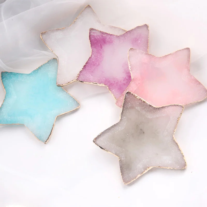 TSZS Hot Sale Star Shape Resin Stone Nail Art Palette Gold Edge Nail Polish Palette Nail Art Showing  Resin Display Plate