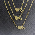 Fashion Stainless Steel Letter Heart Pendant Alphabet Name Personalised 18K Gold Plated Initial Necklace