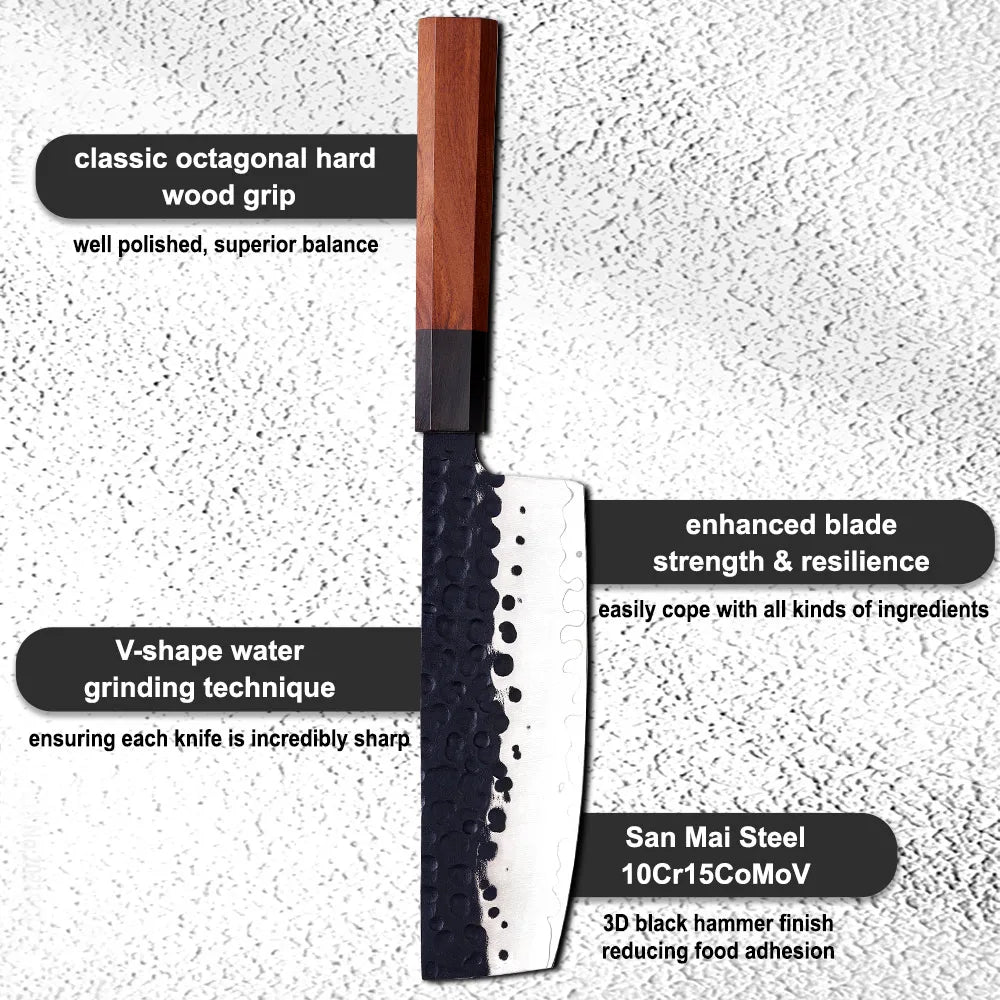 Custom logo Wood Handle Aus10 High Carbon Stainless Steel Forged Kitchen Knives Nakiri Japanese Knives