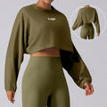 YIYI 2025 Fall New Women's Outdoor Workout Athletic Crop Tops Loose Fit Casual Breathable Gym Yoga Running Long Sleeve Shirts