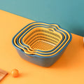 Stackable Plastic Washing Vegetables Fruits Drain Basin Double Layered Kitchen Colander Strainer Bowl Fruit Storage Basket Set