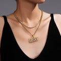 Custom Gothic LUCKY Name Pendant Necklace 18K Gold Plated Stainless Steel Iced Out CZ Hip Hop Chain