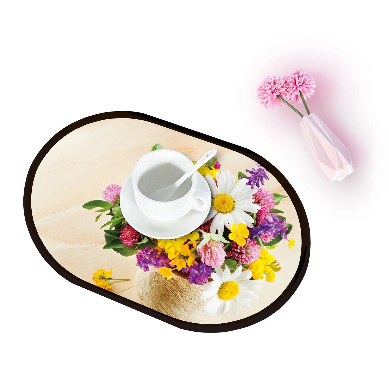 Practical Plastic PVC Nonwoven Flower Jacquard Table Mat Non-slip Washable Eco-friendly Oilproof Waterproof Coaster for Hotel