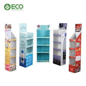 Modern Foldable Floor-Standing Cardboard Display Rack with Shelves for Chocolate Food Potato Snacks