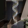 Stair Duplex Living Room Hollow Floor Middle Floor Chandelier Spiral Stairwell Crystal Pillar Chandelier Simple Light