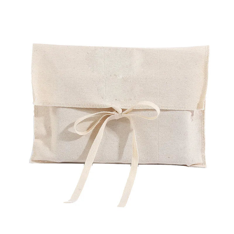 25*35cm  Envelope Cotton Bag Custom Tie Blank Natural Color Document Bag Clothes Digital Product Packaging Flip Bag New Style