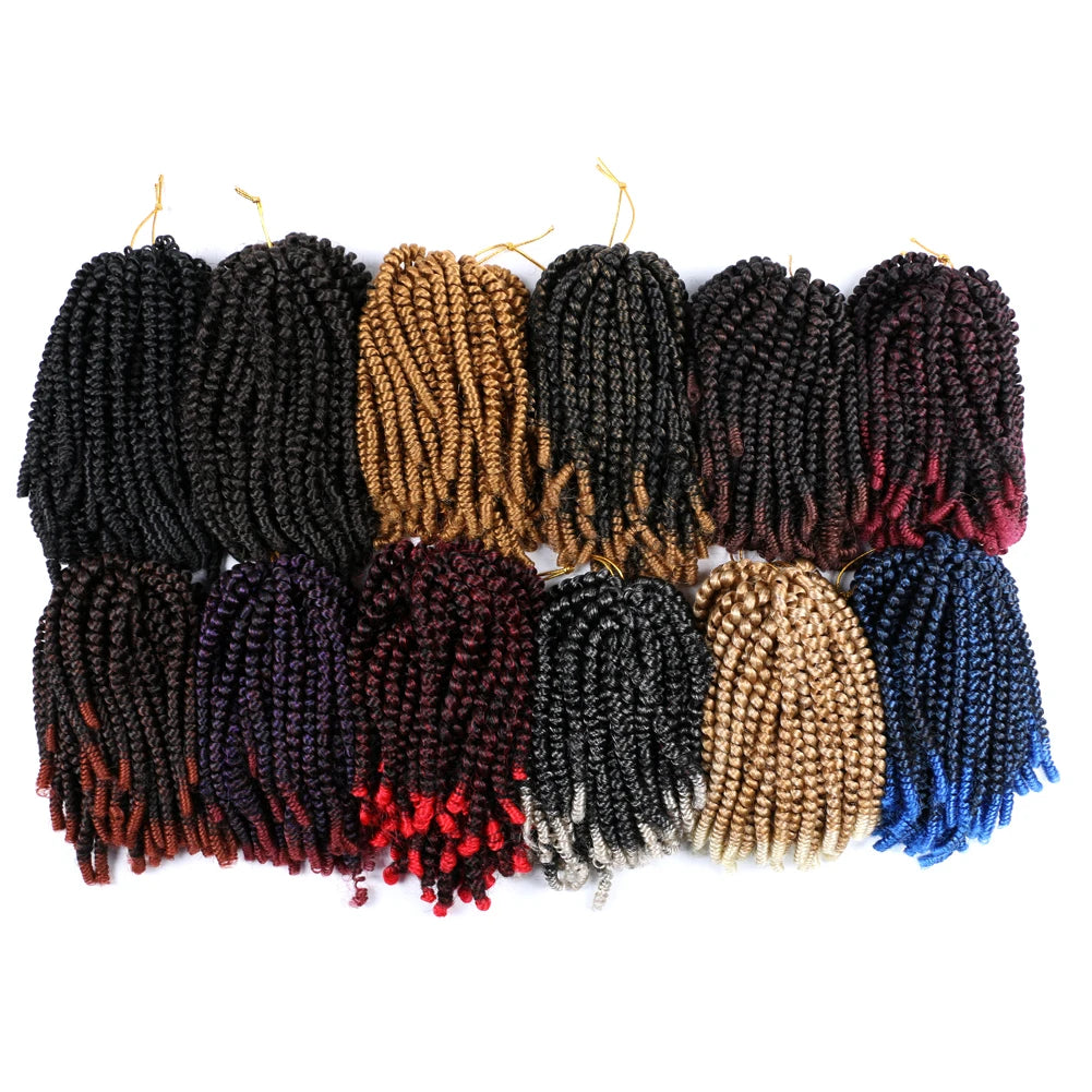 AliLeader 8inch Spring Twist Crochet Braids Bomb Synthetic Braiding Hair Jamaica Bounce Twists Crochet Hair for Women
