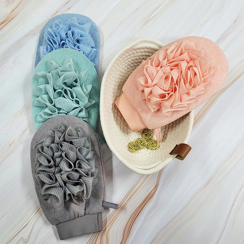 2022 New Arrival Viscose Mesh Puff  Sponge Bath Mitts Bath Gloves Remove Dead Skin Exfoliating Body Gloves