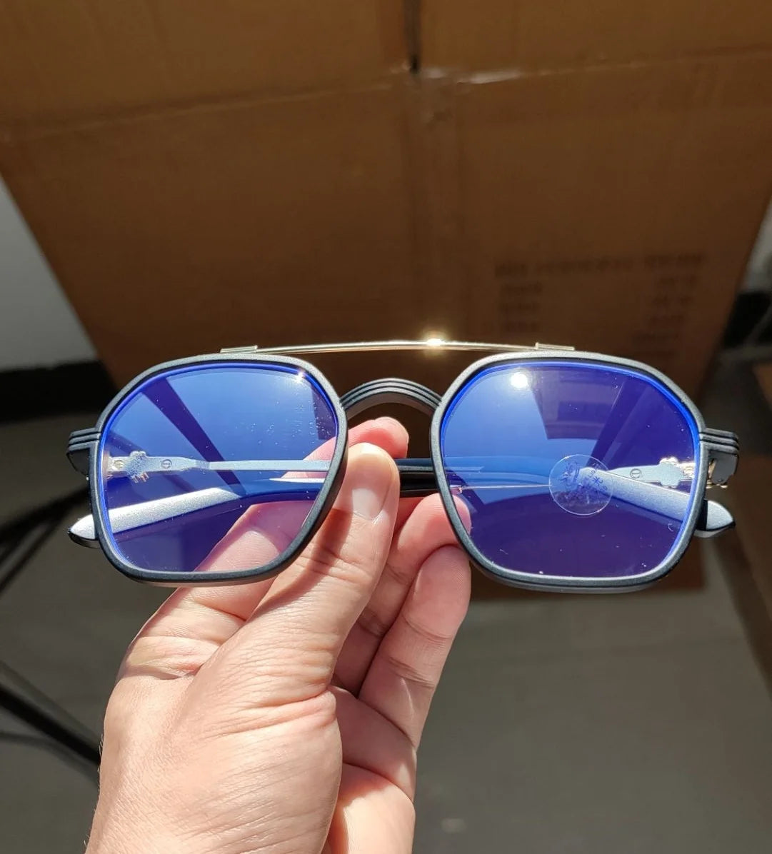 Fashion Sunglasses Large Frame Eyeglasses Retro Metal Hinge UV400 Anti Blue Light High-quality Diamond Face Shape Unisex