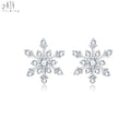 Geometric Design Jewellery 18K White Gold Earring Studs Luxury Natural Diamonds Snowflake Christmas Earring