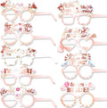 Nicro 16pcs Bridal Shower Party Favor Funny Paper Glasses Girls Bachelorette Hen Party Supplies Glitter Photo Booth Props