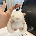 Small Cute Faux Mink Fur Kawaii Bunny Keychain Pendant Bag Backpack Purse Charm Fluffy Bunny Rabbit Pom Pom Key Chains