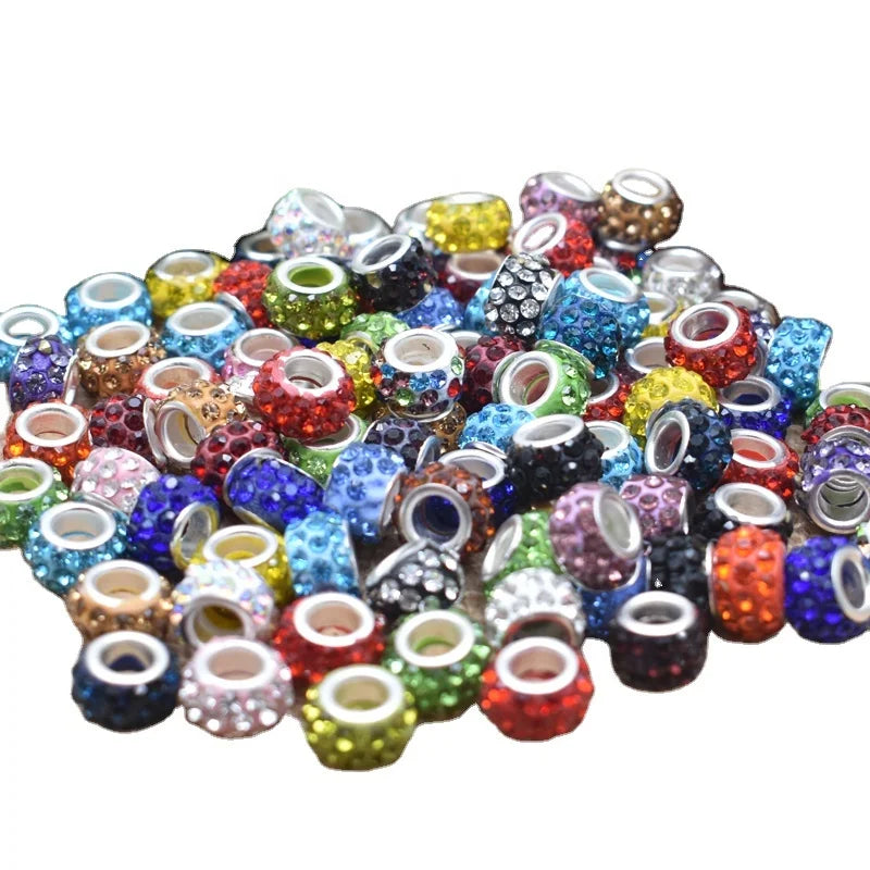 100PCS/Lot  Large Hole Crystal Glass Beads Charms Fit Handmade DIY Bracelets Necklaces for Women Men Jewelry Murano