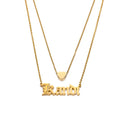 Mothers Day Dainty Letter Charm Pendant Stainless Steel Jewelry Plated 18k Gold Name Double Layer Necklace